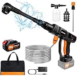 Cordless Pressure Washer, Portable Power Washer with Rechargeable 3.0Ah Battery 6-in-1 Nozzle, Handheld High-Pressure Car Washer Gun with Tool Case for Cars, Floors, Fences